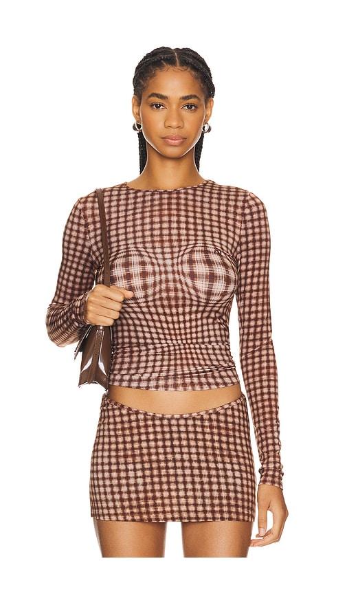 miaou long sleeve tee in brown. - size l (also in xxs, xs, s, m, xl)