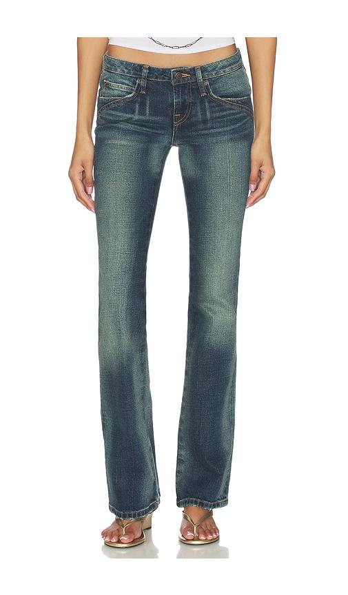 miaou low rise flare jeans in blue. - size m (also in xs)