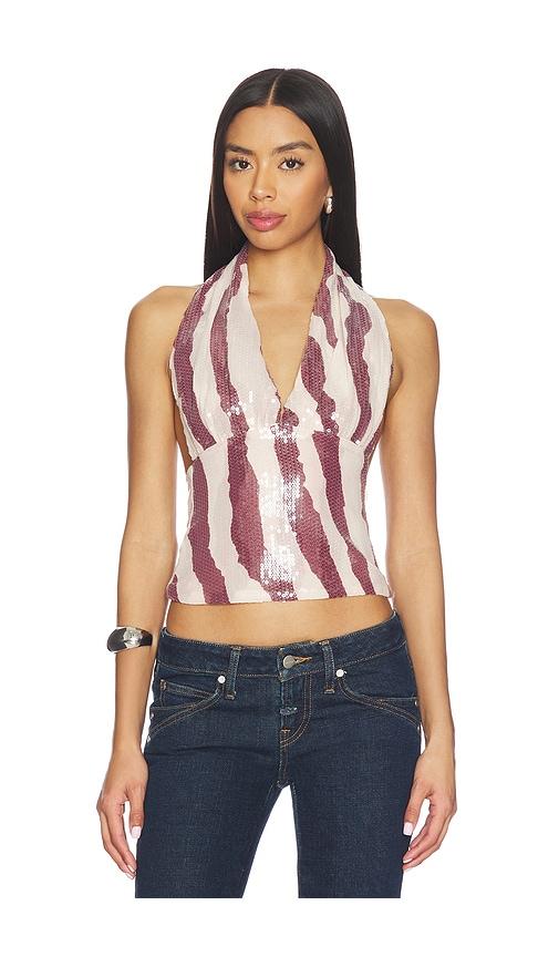 miaou mathilde top in burgundy,white. - size l (also in xs, s, m)