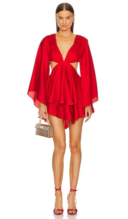 michael costello x revolve allete dress in red. - size m (also in s)