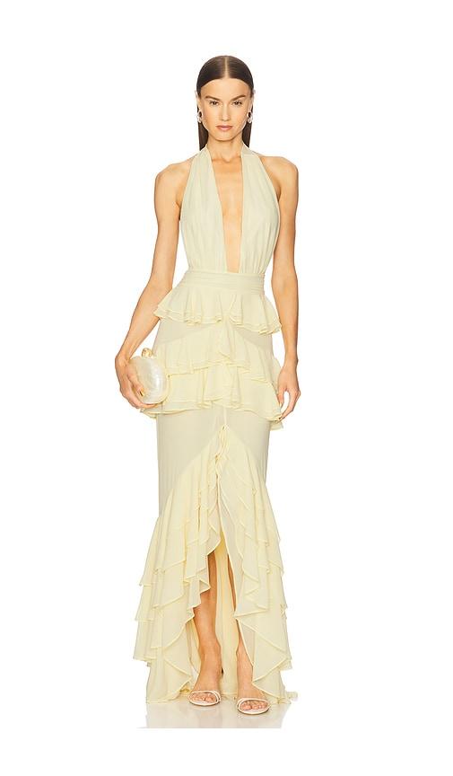 michael costello x revolve clara bow gown in lemon. - size xl (also in xxs, xs)