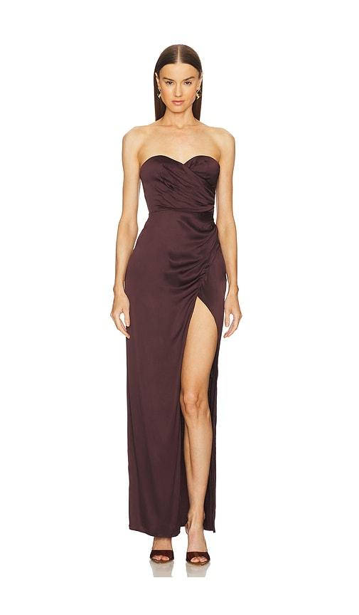 michael costello x revolve dimity gown in chocolate. - size m (also in xs, s)