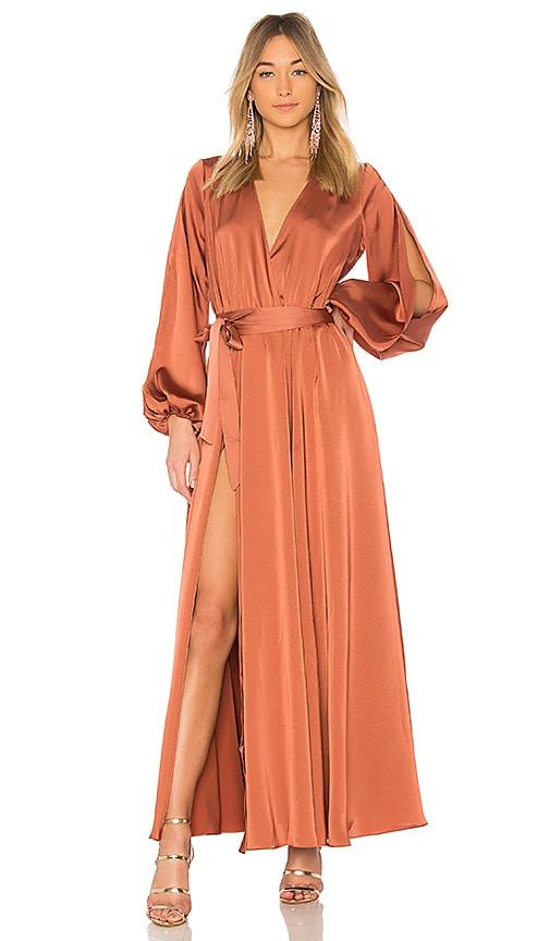 michael costello x revolve eric gown in metallic copper. - size xs (also in xxs)
