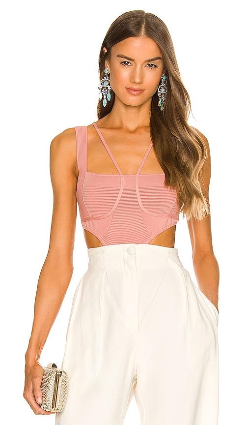 michael costello x revolve kameron knit bodysuit in blush. - size l (also in xxs, s, m, xl)