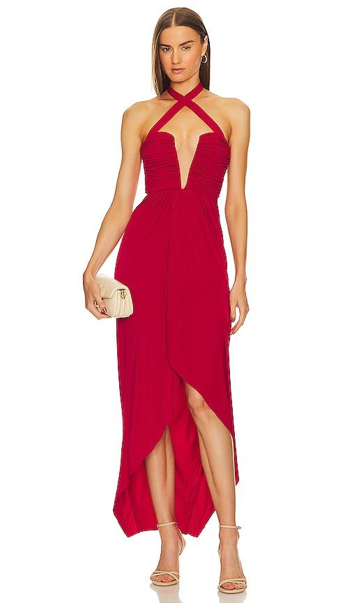 michael costello x revolve leo gown in red. - size s (also in xs)