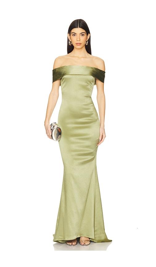 michael costello x revolve margit gown in sage. - size l (also in xxs, xs, s, m, xl)