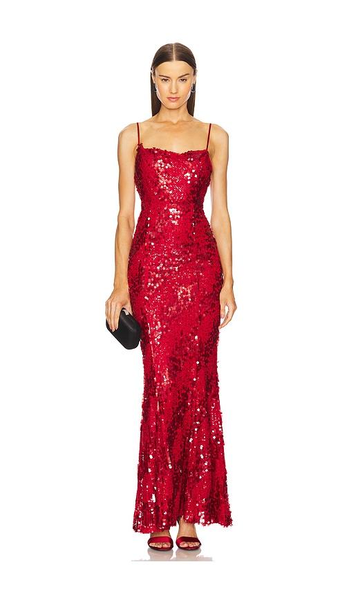 michael costello x revolve marlene gown in red. - size m (also in s)