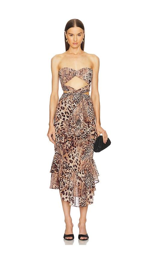 michael costello x revolve natalia midi dress in brown. - size m (also in xl)