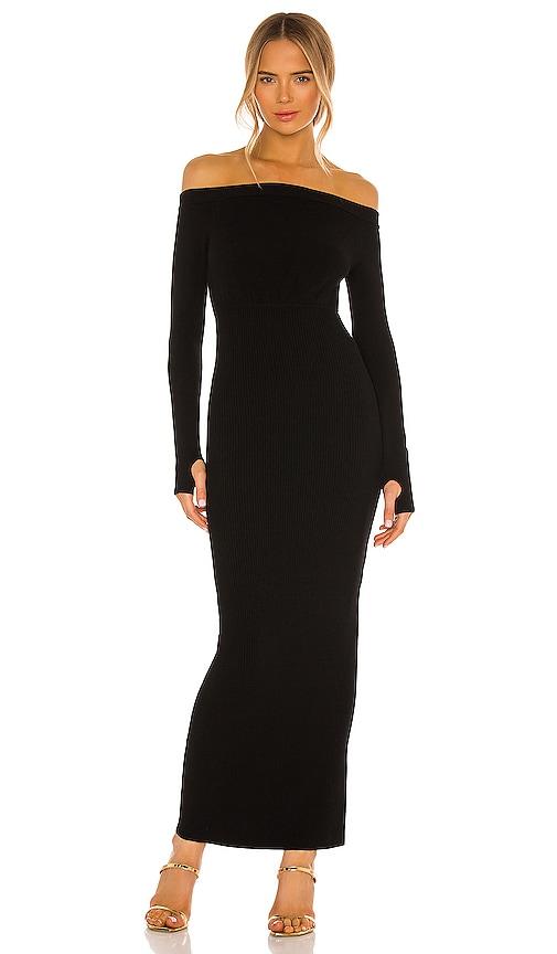 michael costello x revolve off shoulder bodycon maxi dress in black. - size m (also in xxs, xs)