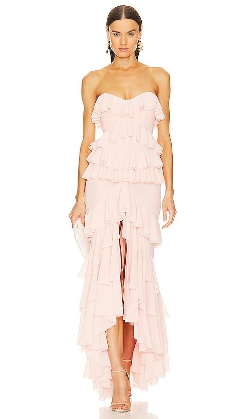 michael costello x revolve oleksandra gown in blush. - size m (also in xs)