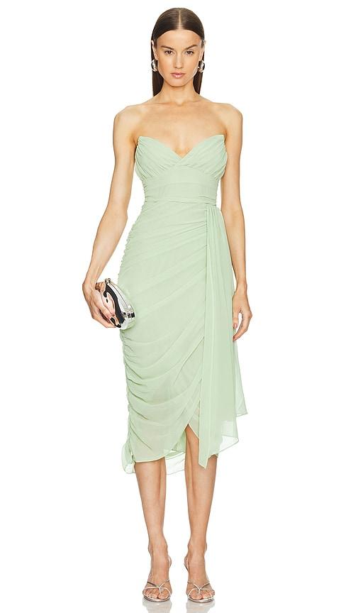 michael costello x revolve rosemary midi dress in green. - size s (also in xs)