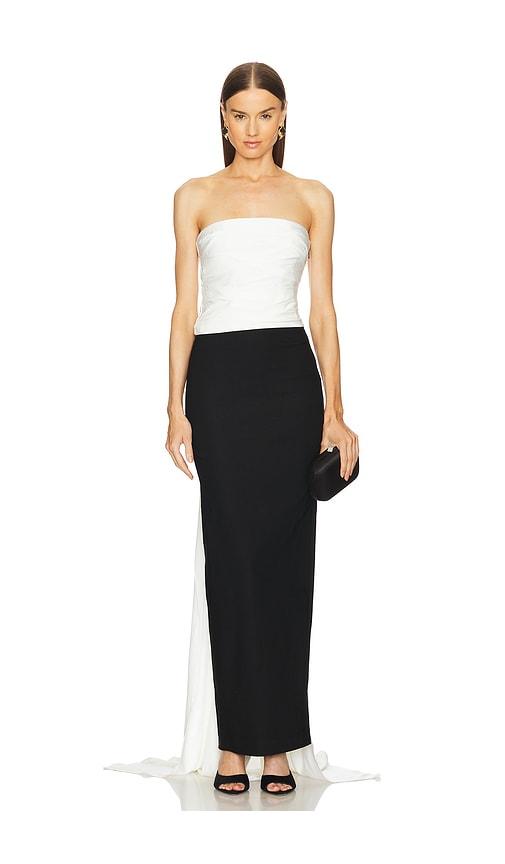 michael costello x revolve sabine gown in black,white. - size s (also in xs)