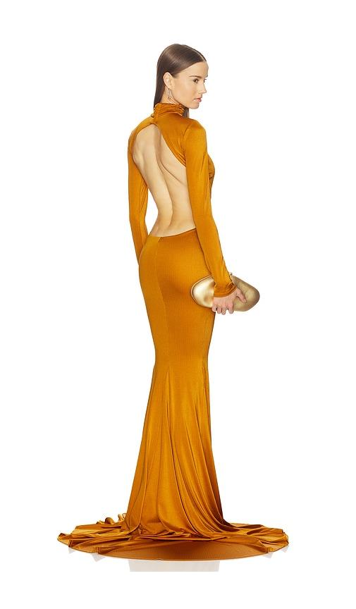 michael costello x revolve salima gown in metallic copper. - size l (also in xxs, xs, s, m)