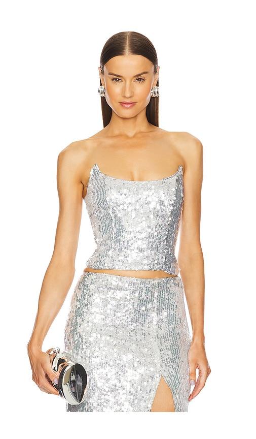 michael costello x revolve seona top in metallic silver. - size xs (also in xxs)