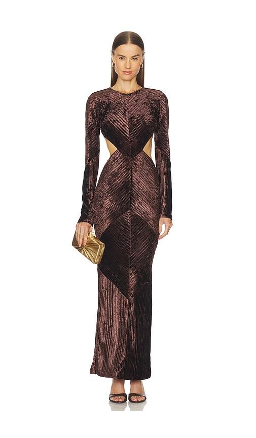 michael costello x revolve spencer gown in chocolate. - size l (also in m, s, xl)