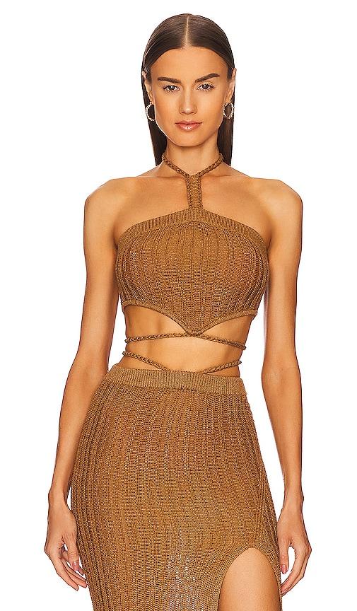 michael costello x revolve sylvan knit top in brown. - size l (also in m, xl)