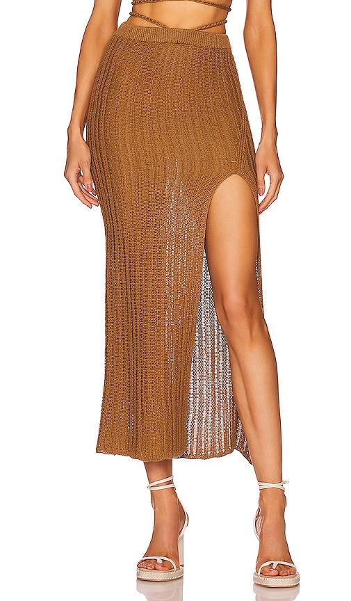 michael costello x revolve sylvan maxi skirt in brown. - size l (also in xs, s, m, xl)