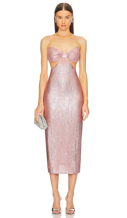 michael costello x revolve yvonne midi dress in rose. - size l (also in s)