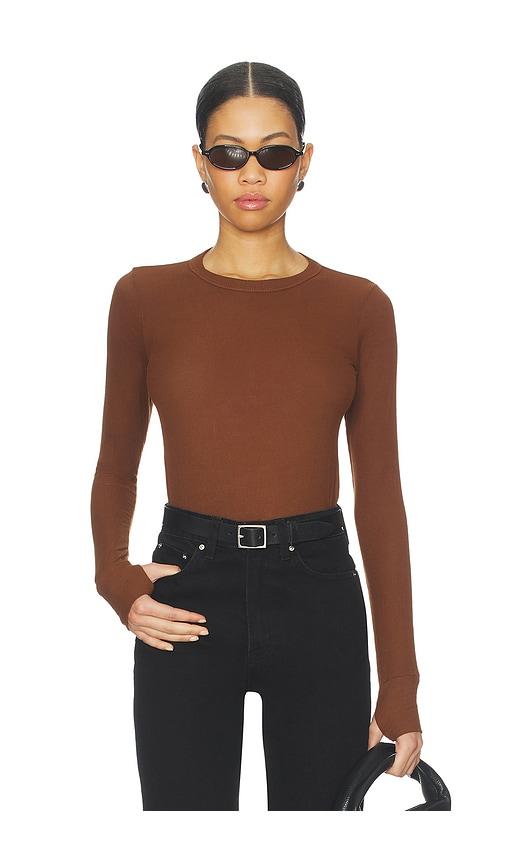 michael lauren alick longsleeve fitted top in cognac. - size l (also in xs, s, m, xl)
