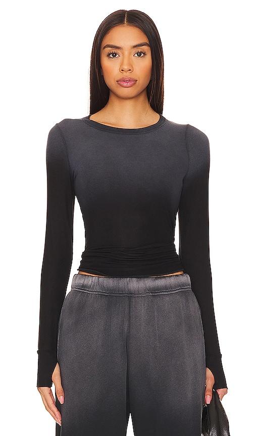 michael lauren alick rib ombre long sleeve in black. - size l (also in m, s, xs)