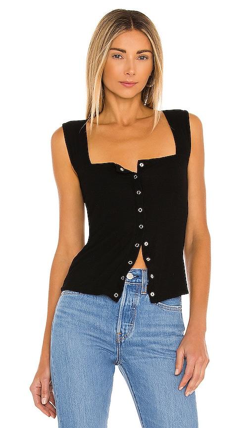 michael lauren bosco snap front tank in black. - size l (also in xs, s, m, xl)