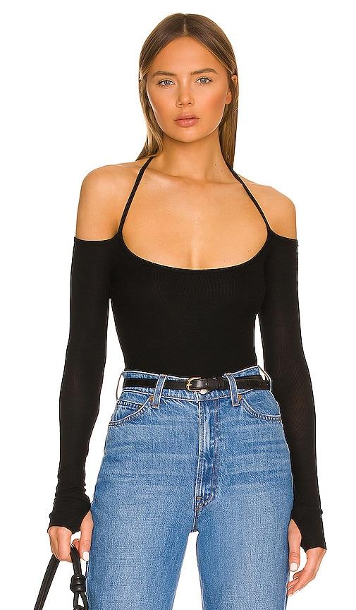 michael lauren dave halter neck top in black. - size l (also in xs, s, m)
