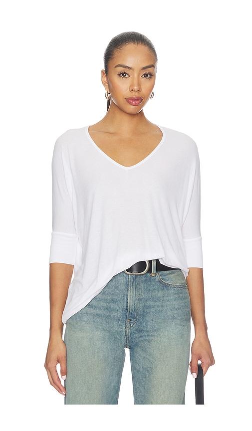 michael lauren dylan 3/4 sleeved draped v-neck in white. - size l (also in xs, s, m, xl)