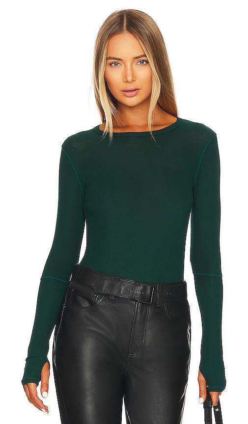 michael lauren everett long sleeve thumbhole tee in dark green. - size m (also in s, xs)