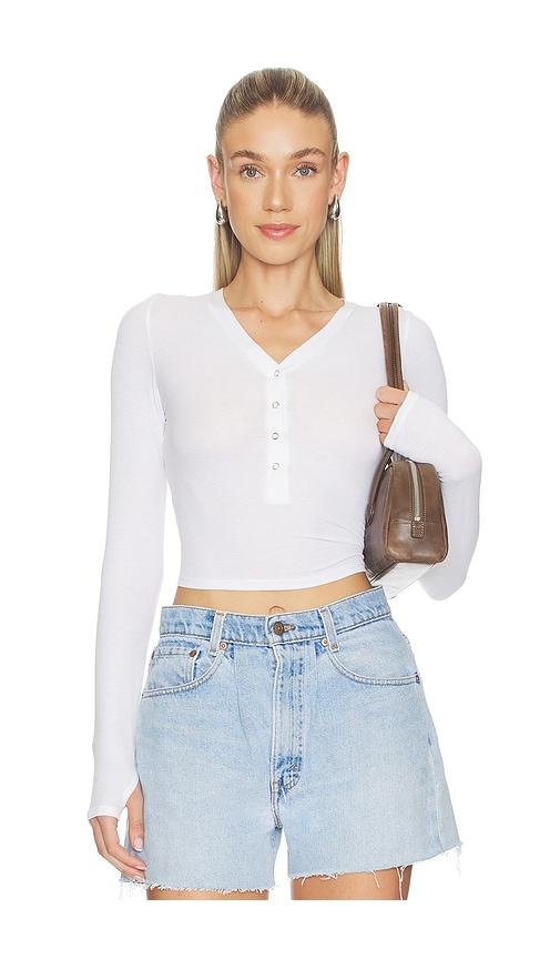 michael lauren fremont deep v snap henley top in white. - size l (also in m, s, xl)