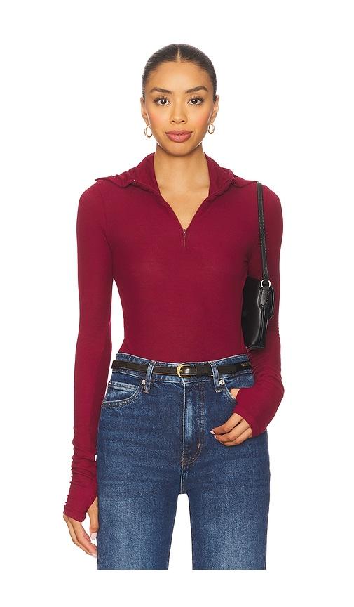 michael lauren jove long sleeve half zip top in burgundy. - size s (also in xs)