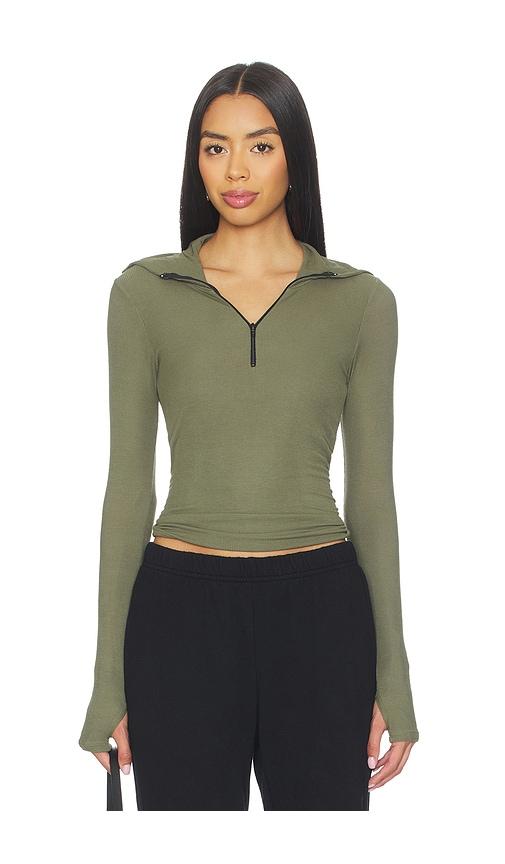 michael lauren jove long sleeve half zip top in sage. - size s (also in xs)