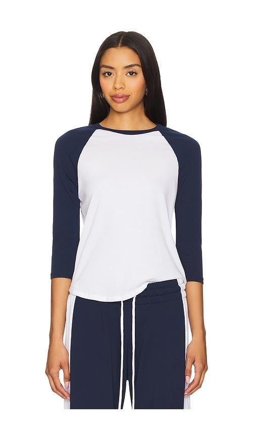 michael lauren katya raglan 3/4 sleeve tee in navy,white. - size l (also in m, s, xl, xs)