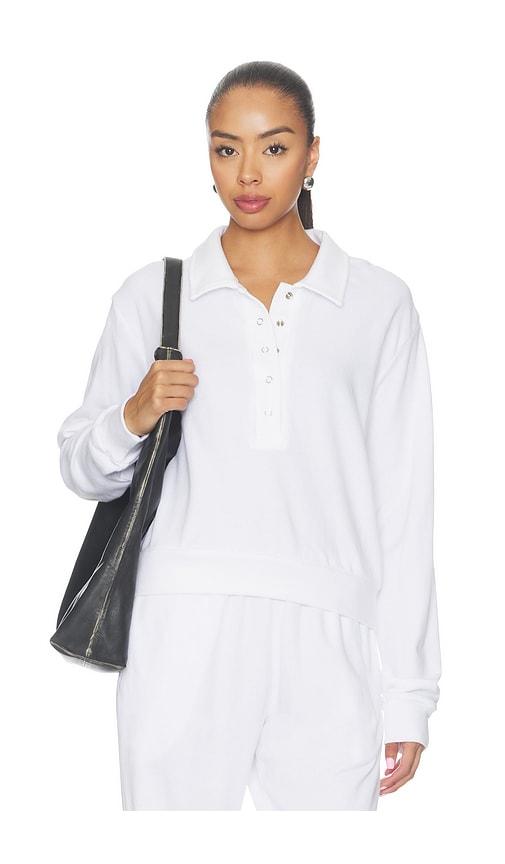michael lauren kyson drop shoulder crop polo in white. - size l (also in xs, s, m, xl)