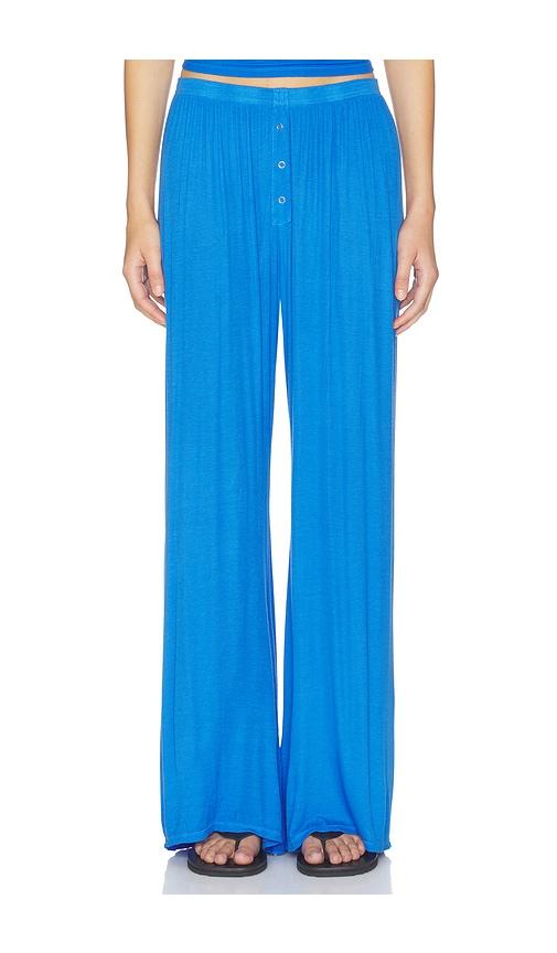 michael lauren laguna wide leg pant with snaps in blue. - size l (also in xs, s, m, xl)