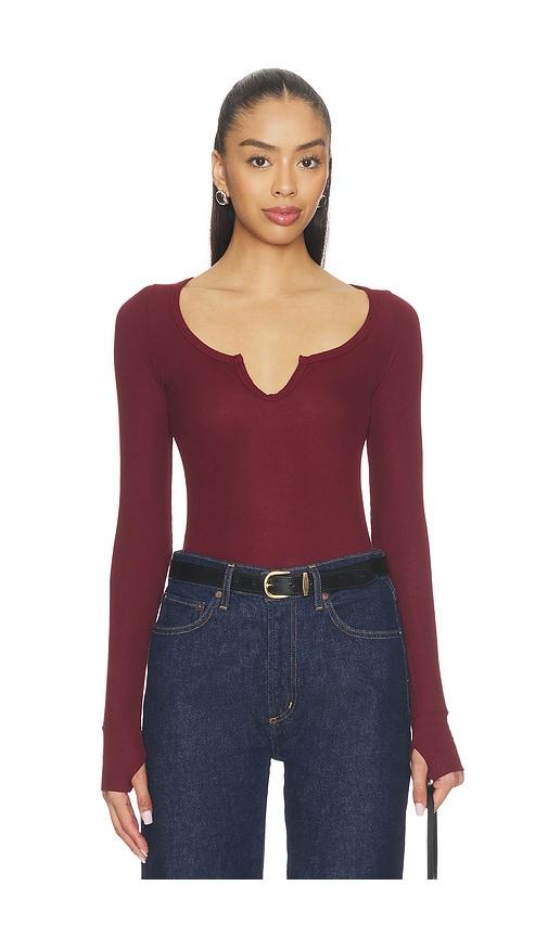 michael lauren maeve long sleeve scoop neck top in red. - size l (also in s, xs, m)
