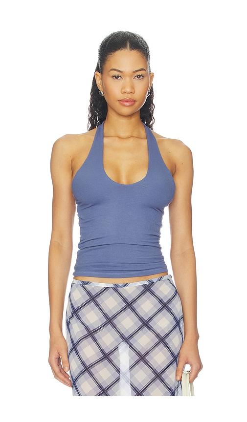 michael lauren mills halter top in blue. - size l (also in xs, s, m)