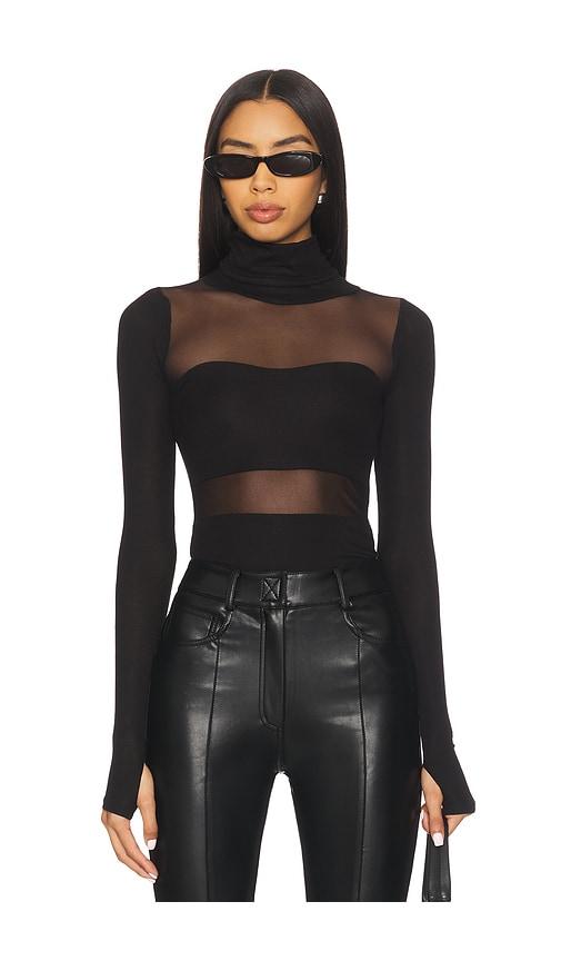 michael lauren rem long sleeve fitted turtleneck top in black. - size l (also in xs, s, m, xl)