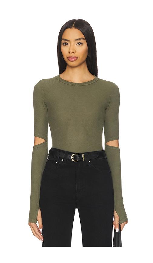 michael lauren solomon long sleeve fitted tee in green. - size xl (also in xs)