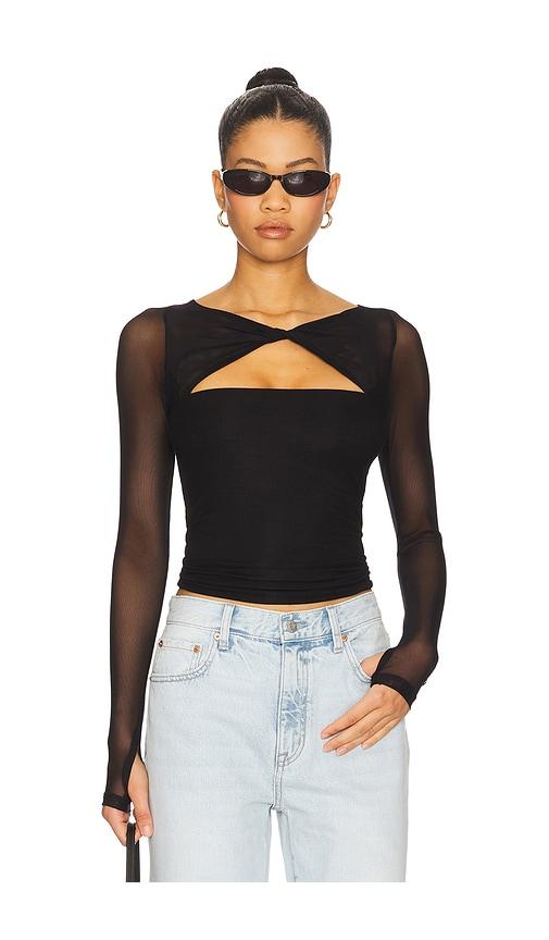 michael lauren velo knotted neck top in black. - size l (also in xs, s, m, xl)