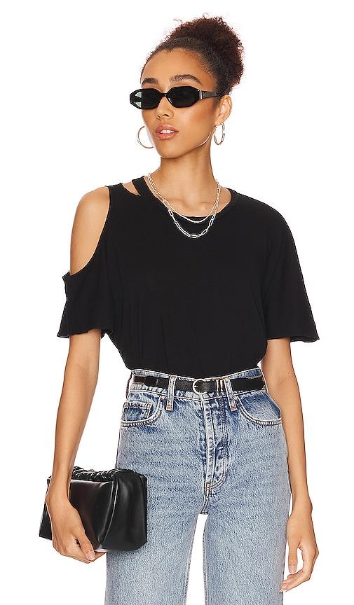 michael lauren verdugo crew neck tee with cutout in black. - size l (also in m, s, xl, xs, xxl)