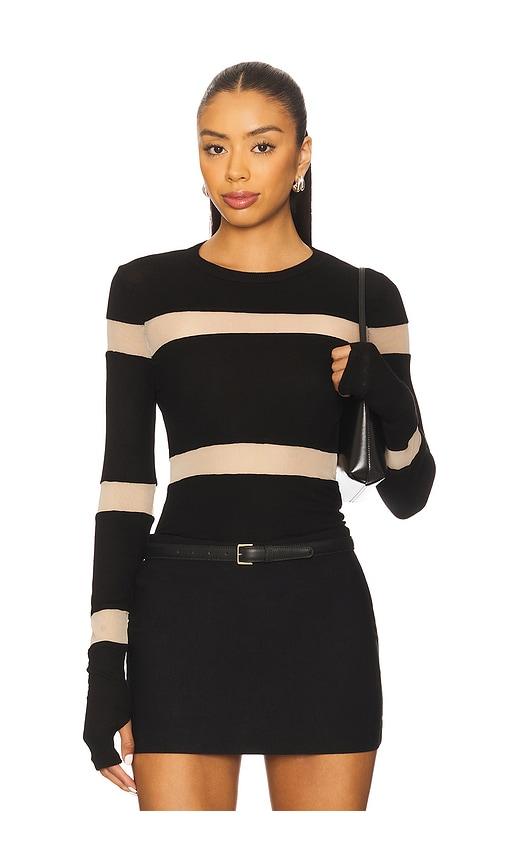 michael lauren vex long sleeve fitted top in black. - size m (also in s, xs)