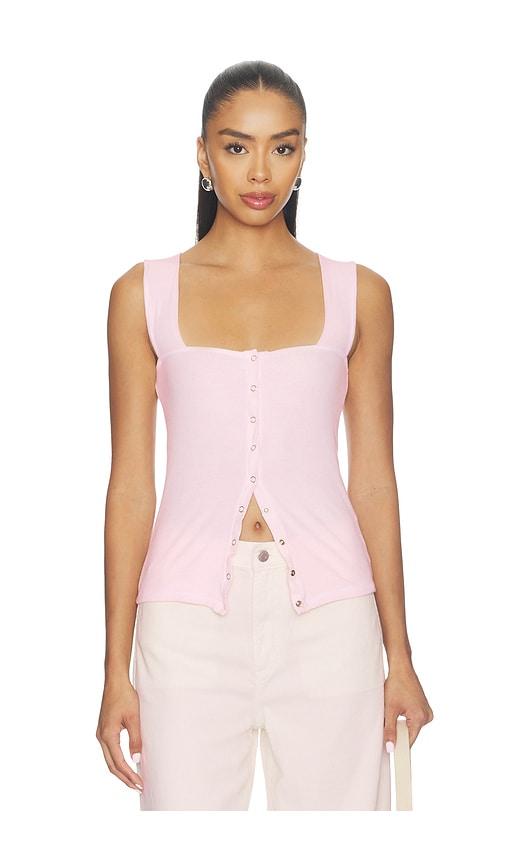 michael lauren x revolve bosco snap front tank in pink. - size l (also in xs, s, m)