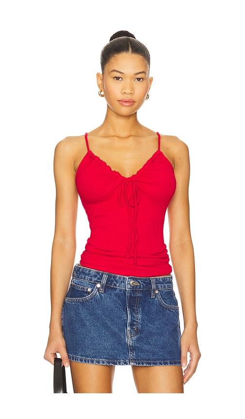 michael stars malani tie tank top in red. - size l (also in s, m)
