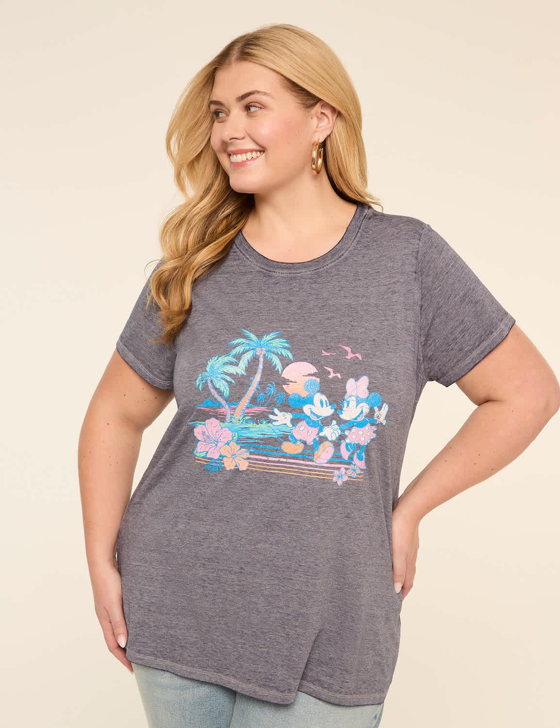 mickey & minnie palm tree graphic tee