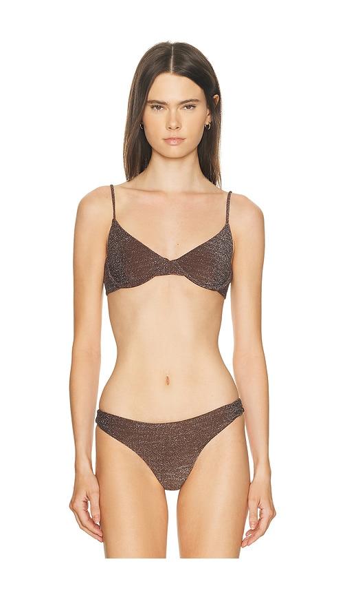 mikoh lurex bosa bikini top in chocolate. - size m (also in s)