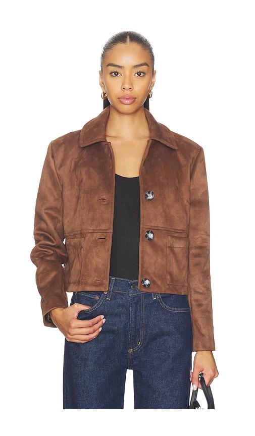 milkwhite cropped faux leather jacket in brown. - size l (also in m, s, xs)