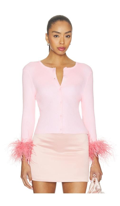 milkwhite feather cardigan in pink. - size l (also in m, s)