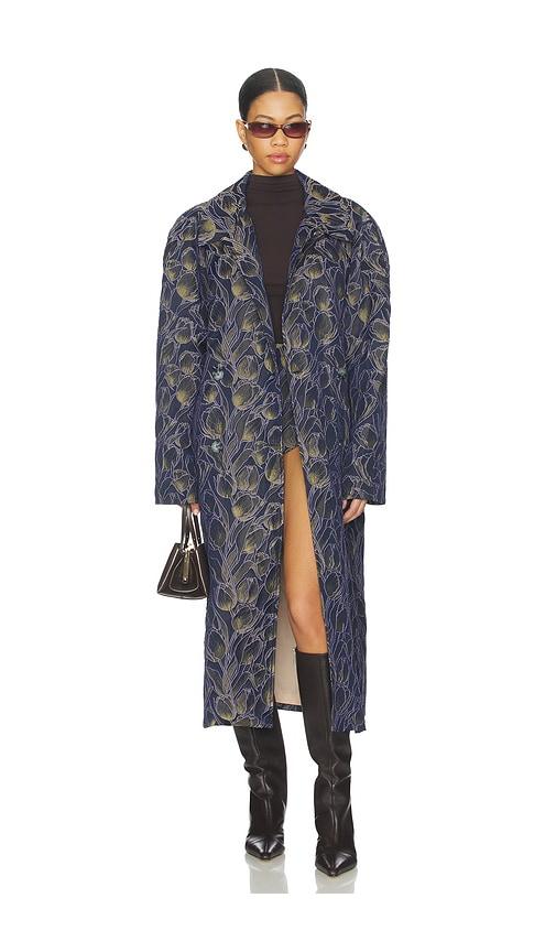 milkwhite long printed coat in navy. - size s (also in xs)