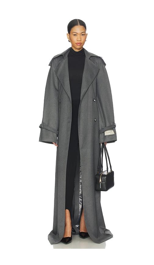 milkwhite long trench coat in grey. - size s (also in xs)