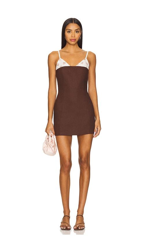 milkwhite mini dress with bra top in brown. - size m (also in s)